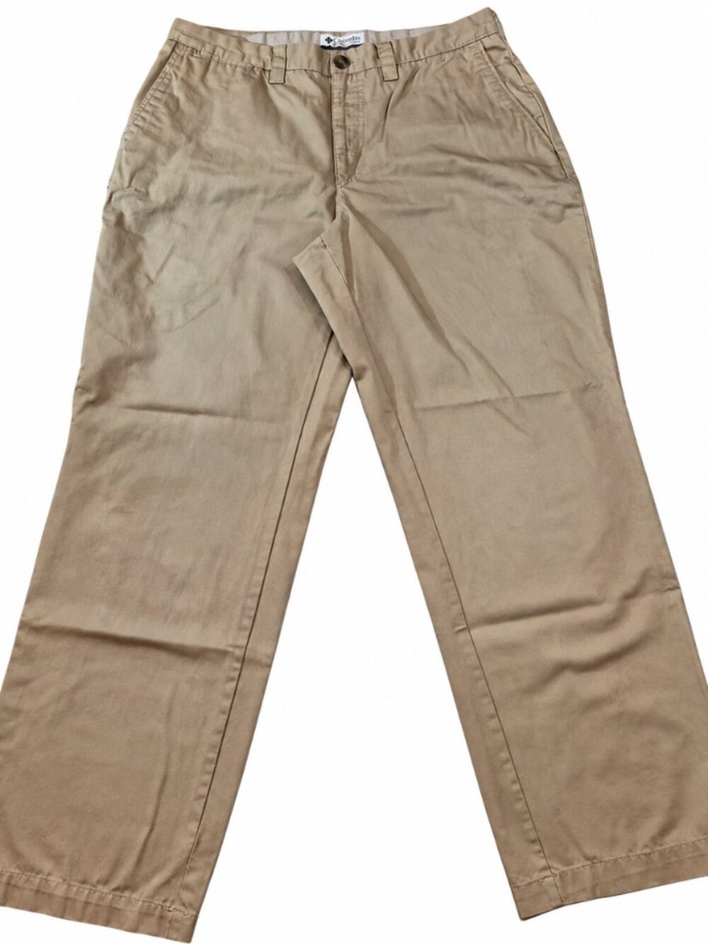Columbia Men's Khaki Chino Pants 36x32 Cotton Flat Front AM8144